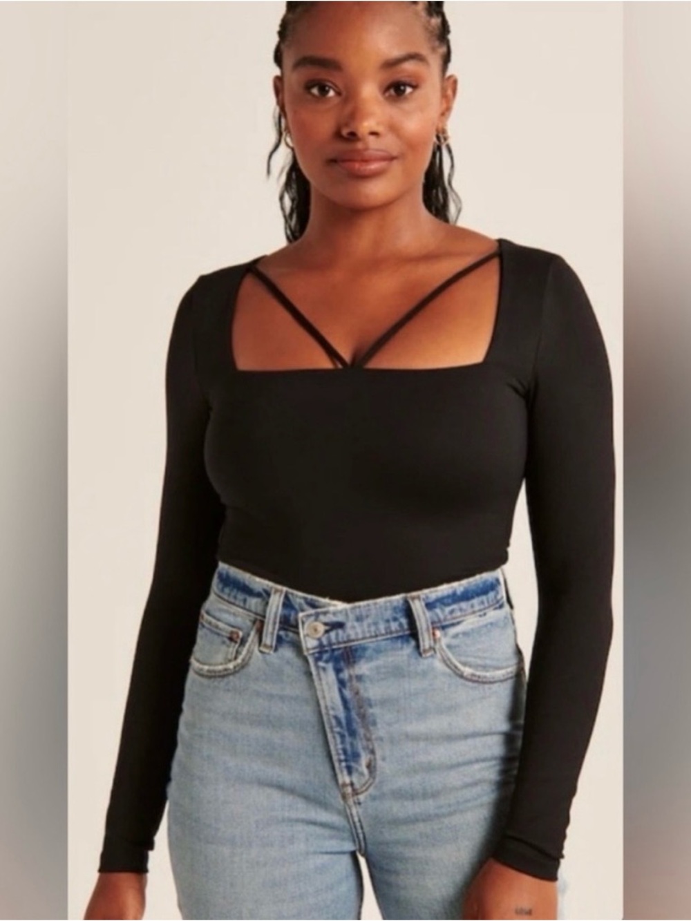 Abercrombie Long-Sleeve Strappy Squareneck Bodysuit - Picture 6 of 6